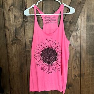 Pink sunflower racerback tank